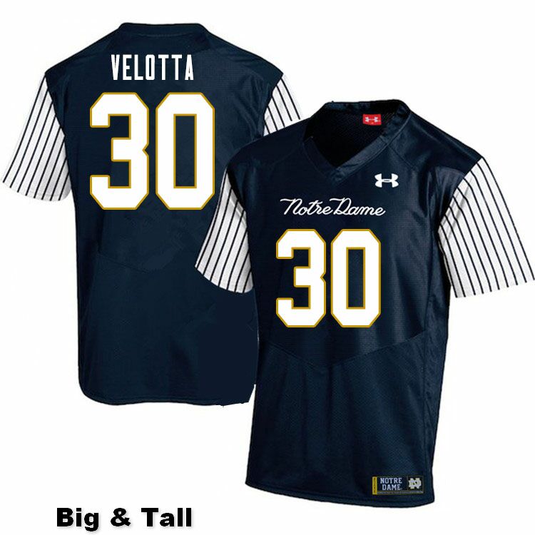 Men's NCAA Notre Dame Fighting Irish #30 Chris Velotta Stitched College Under Armour Authentic Navy Big & Tall Alternate Football Jersey NJ10I57MZ